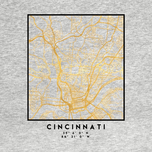 CINCINNATI OHIO CITY STREET MAP ART by deificusArt